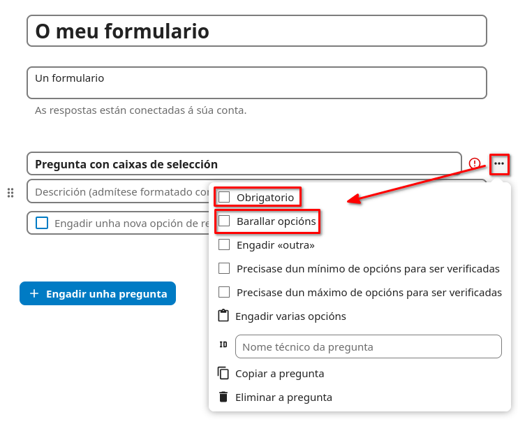Pregunta caixas seleccion