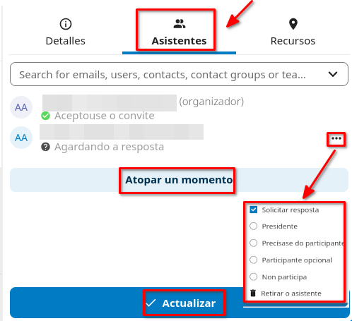 novo evento asistentes