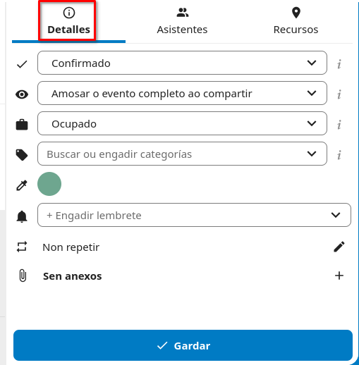novo evento detalles