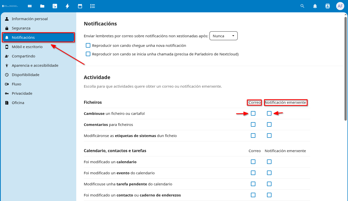 Acceso a notificacions