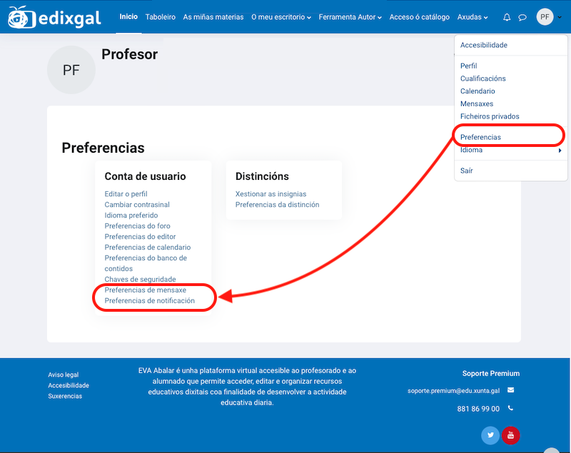 Preferencias mensaxería