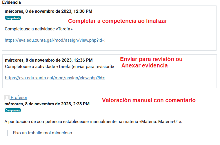 Evidencias dunha competencia