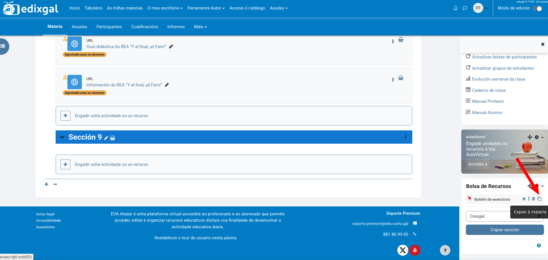 enadir desde a bolsa de recursos