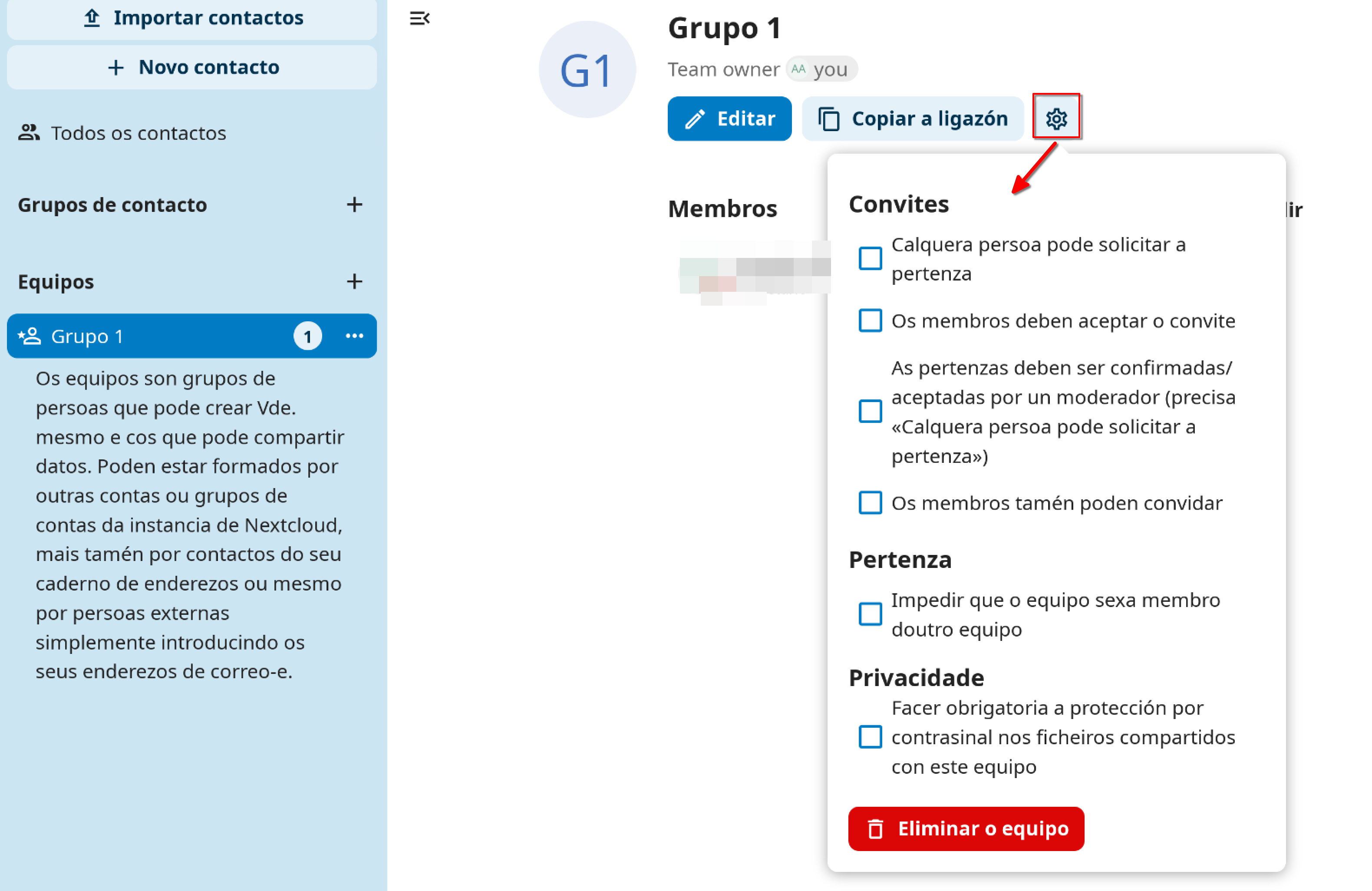 xestionar grupo 2