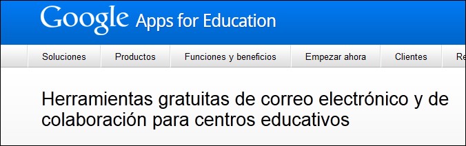 captura páxina de entrada a google apps