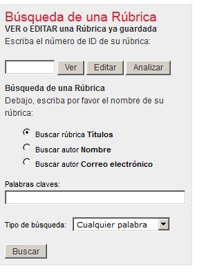 captura buscador de rúbricas de rubistar