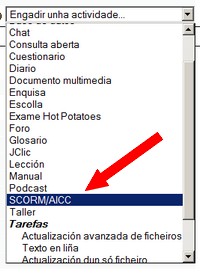 engadir actividade scorm en moodle