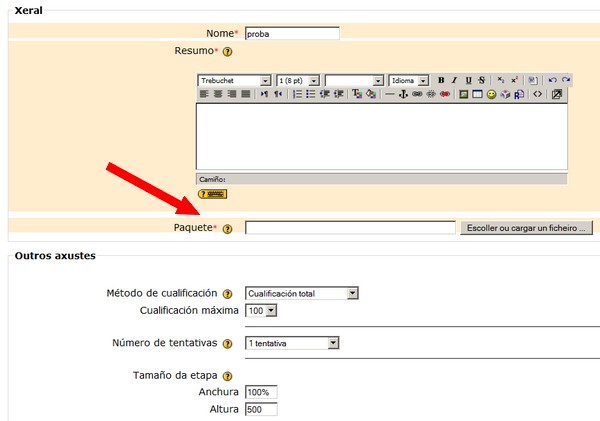 formulario crear scorm con moodle
