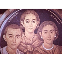 Miniature painting on gilded glass medallion from Santa Giulia Museum in Brescia.