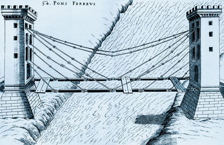Drawing of suspension cable-stayed bridge