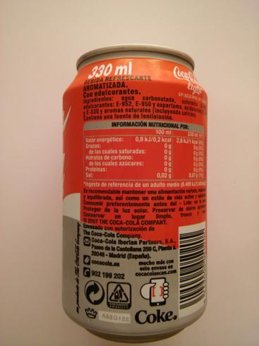 Imagen de una lata de refresco de 330 ml. 