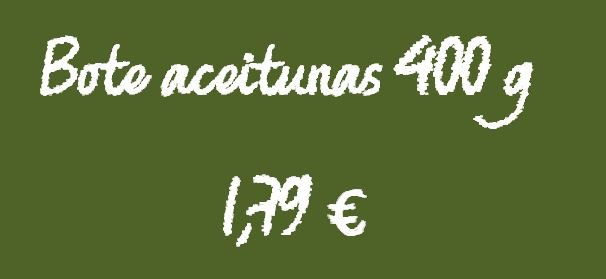 Cartel precio bote de aceitunas 400 g.