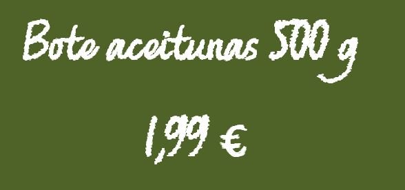 Cartel precio bote de aceitunas 500 g.