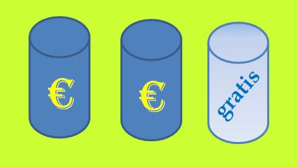 Imagen con infografía de dos unidades pagadas y una gratis