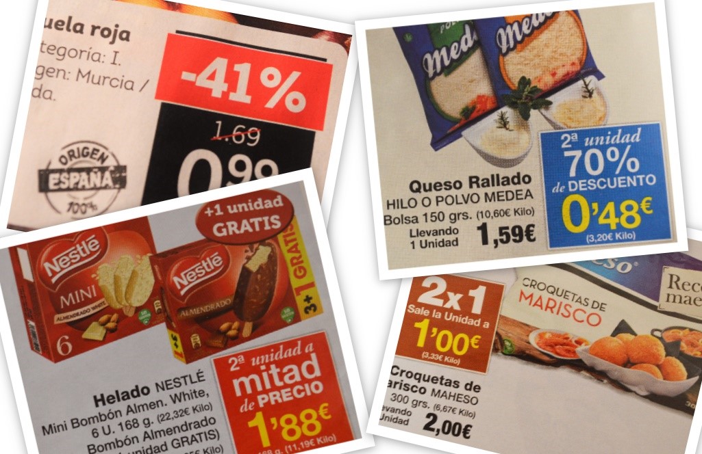 Imagen con un collage de diferentes ofertas de supermercado
