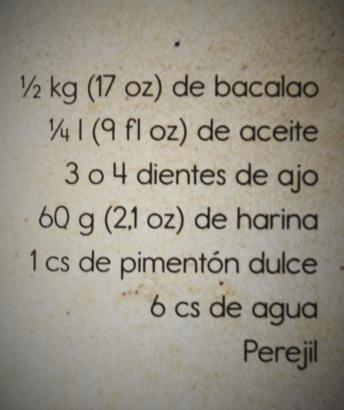Imagen con los ingredientes de una receta incluyendo unidades cono la Onza Líquida