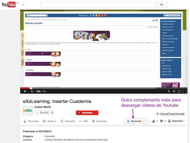 Cuarta captura de pantalla coa secuencia de pasos para descargar un vídeo de Youtube.