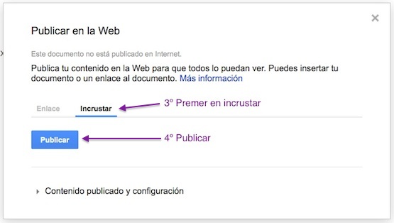 Captura de pantalla de Google Drive: secuencia para copiar iframe, 2