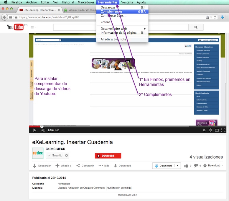 Segunda captura de pantalla coa secuencia de pasos para descargar un vídeo de Youtube.
