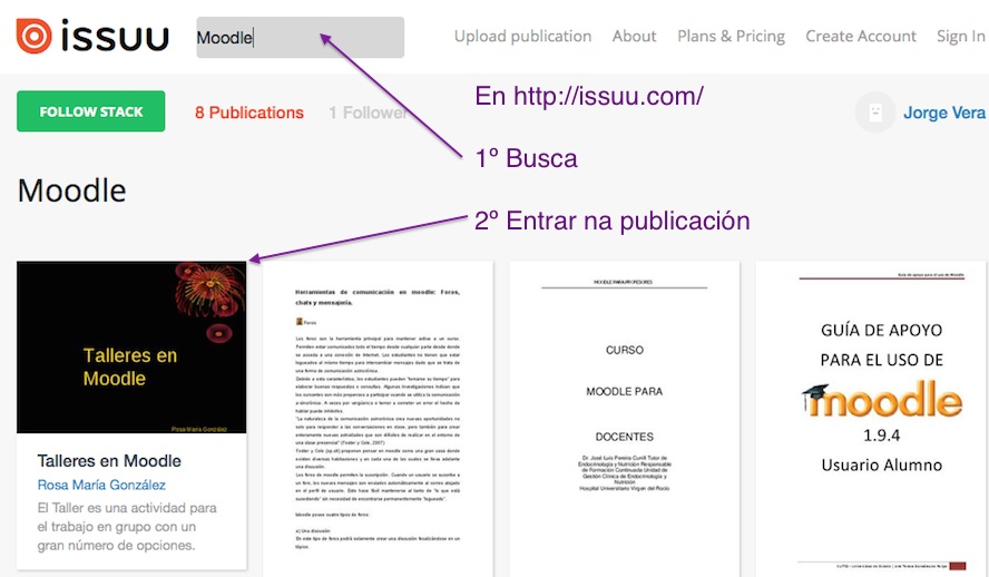 Captura de pantalla de ISSUU: secuencia para copiar iframe, 1