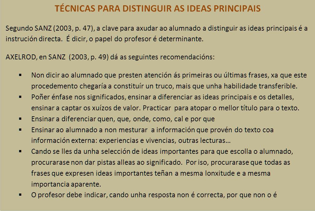 TÉCNICAS IDEAS PRINCIPAIS