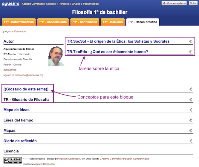 Imagen de un portafolio creado en Agueiro