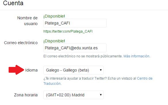 Pantalla de configuración do idioma
