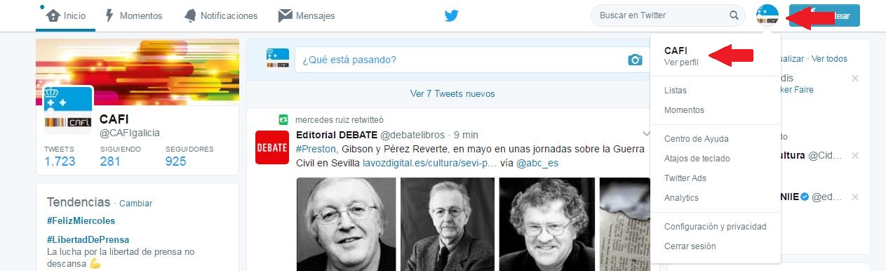 Configuración do perifl de usuario