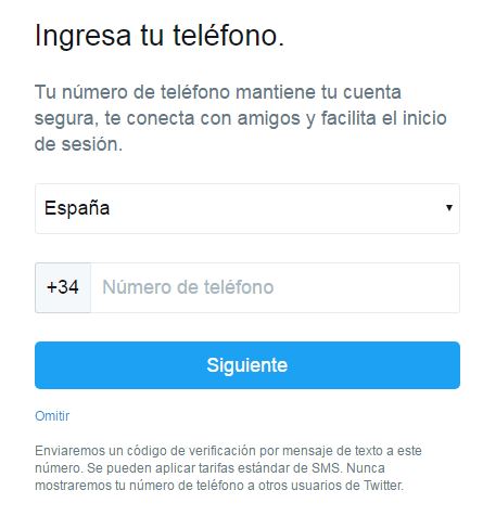 Páxina para introducir o número de teléfono
