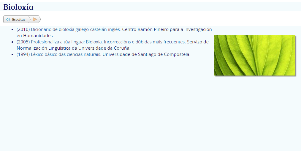 Léxico específico bioloxía