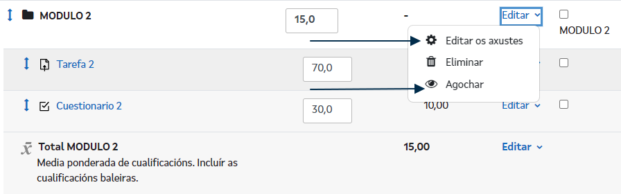Editar a configuración dunha tarefa