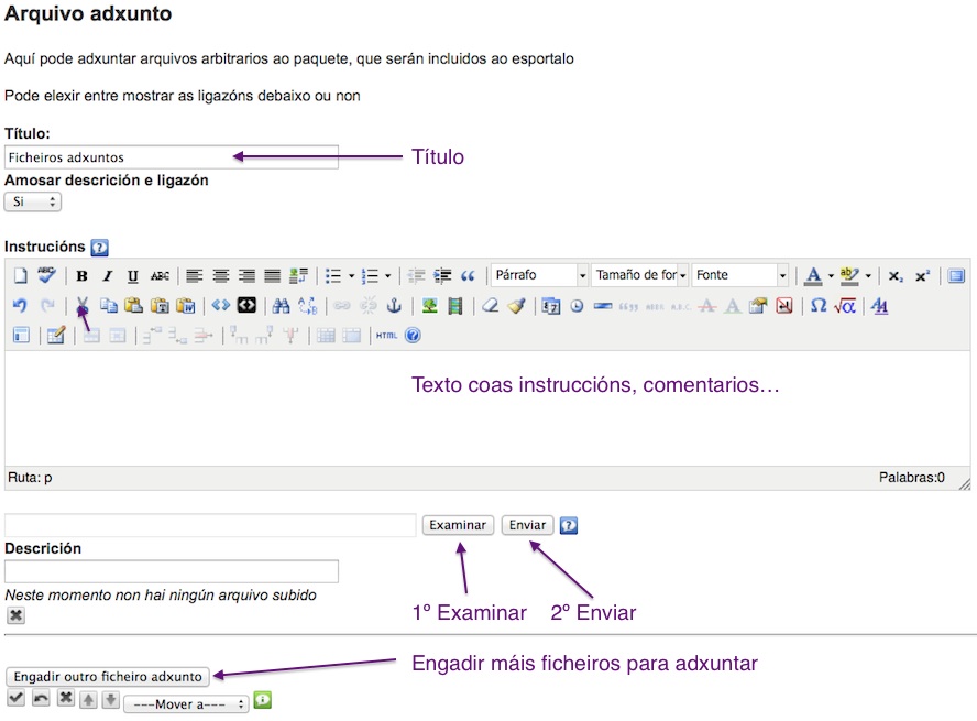 Captura de pantalla do iDevice Ficheiros adxuntos.