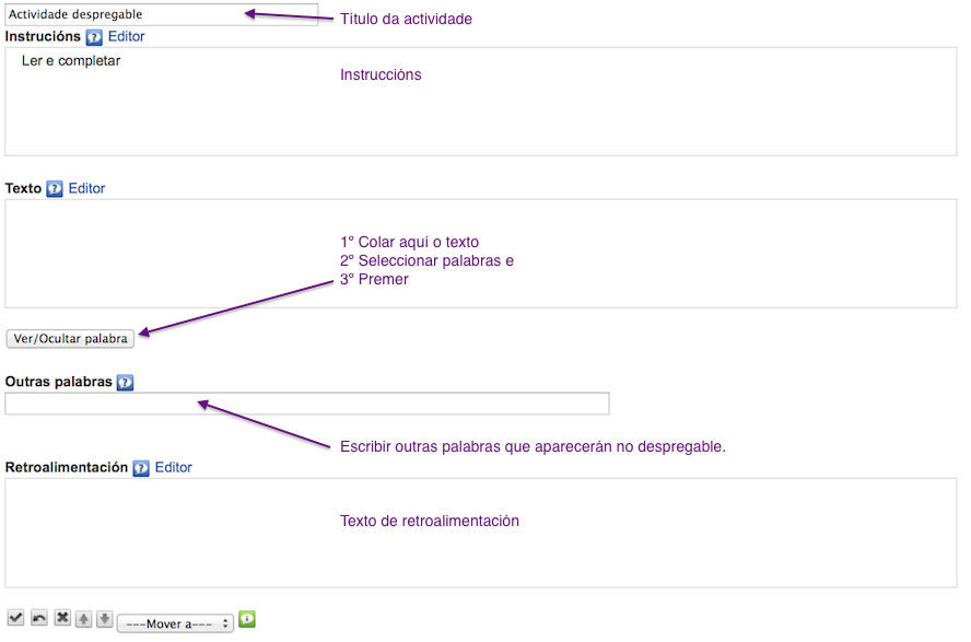 Captura de pantalla do iDevice Actividade despregable.