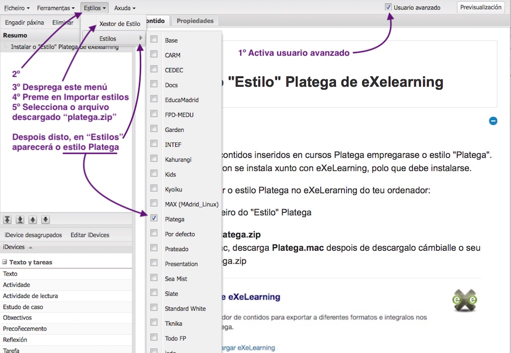 Importar estilos en eXe