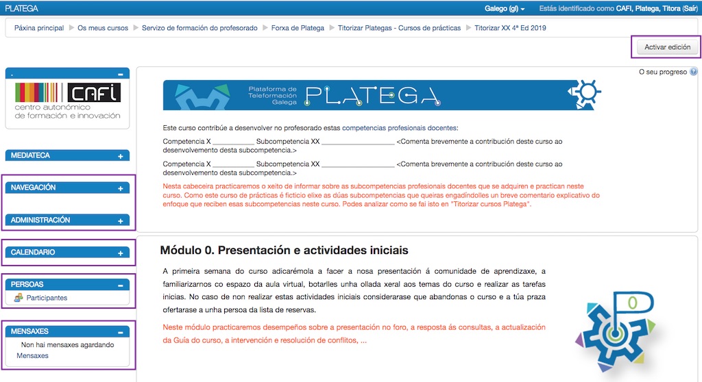 Portada dun curso. Versión 2.6 Portada dun curso. Versión 2.6