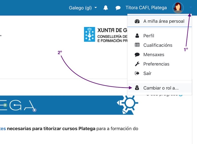 Cambiar rol a ... Cambiar rol a ...