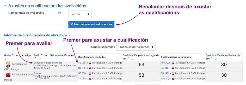 Cualificacións nun obradoiro