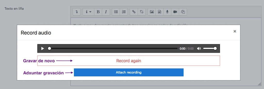Insertar a gravación ou repetila