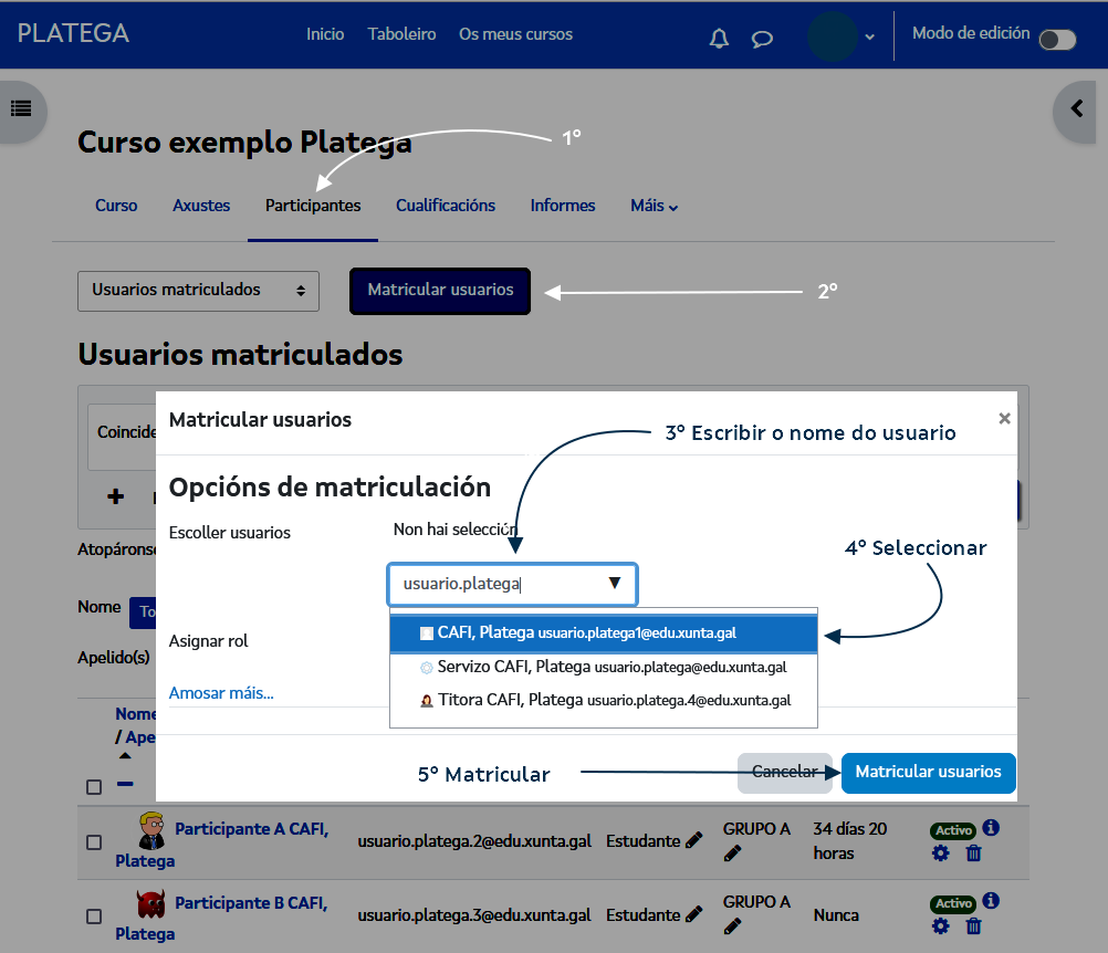 Matricular un usuario