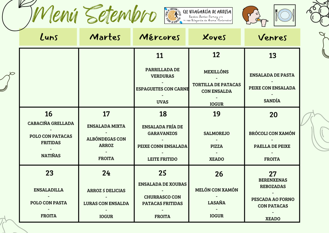 Menú setembro