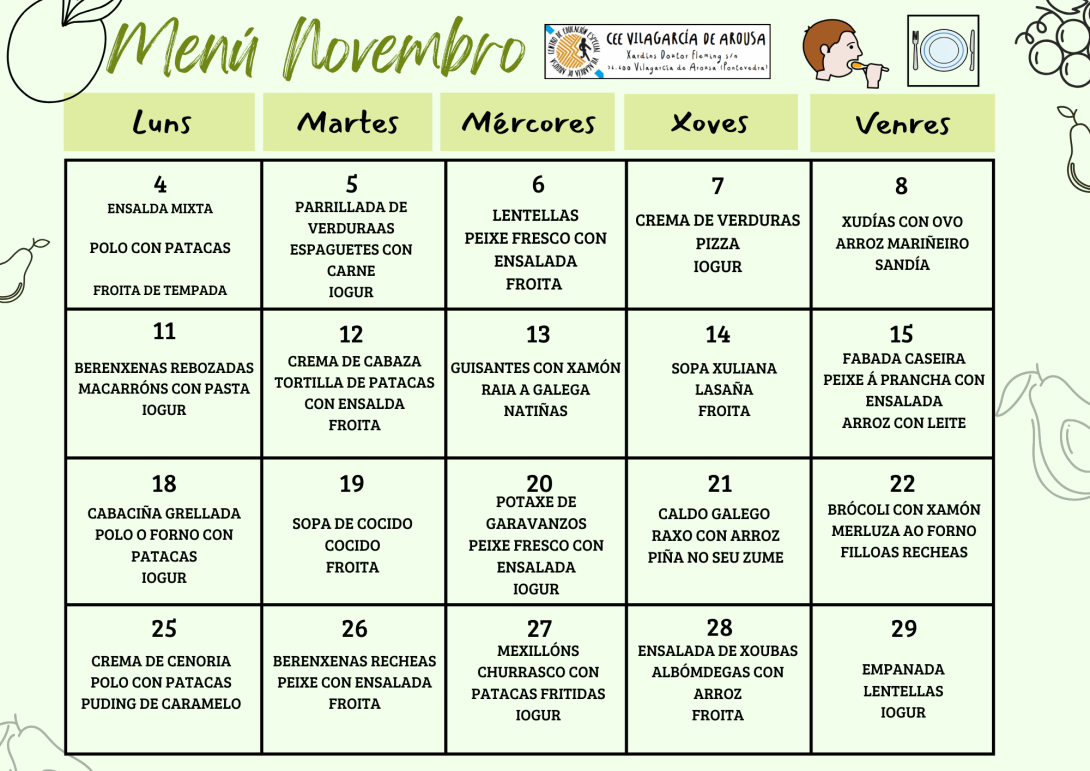 Menú Novembro