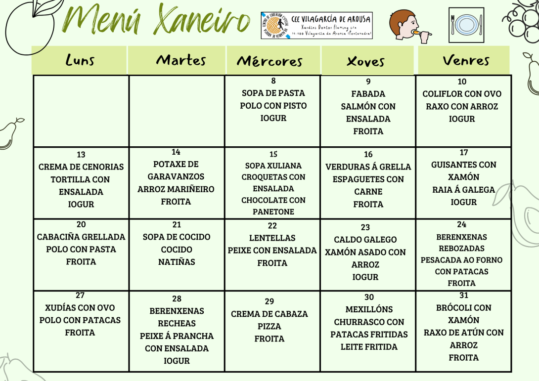 Menú Xaneiro