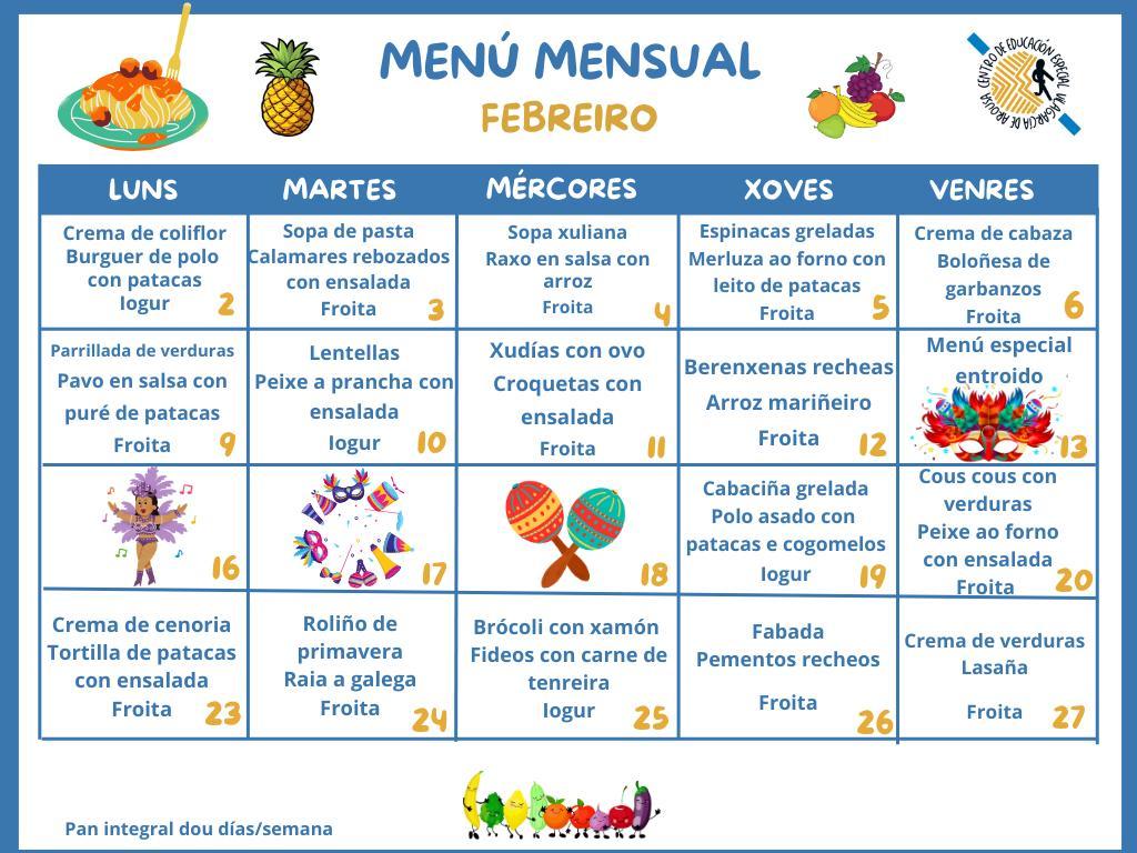 MENÚ FEBREIRO 2026