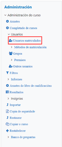 Usuarios matriculados