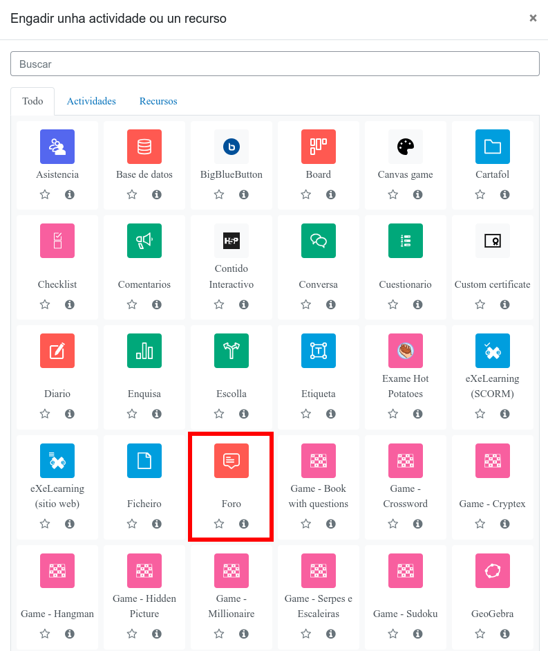 Actividade tipo Foro