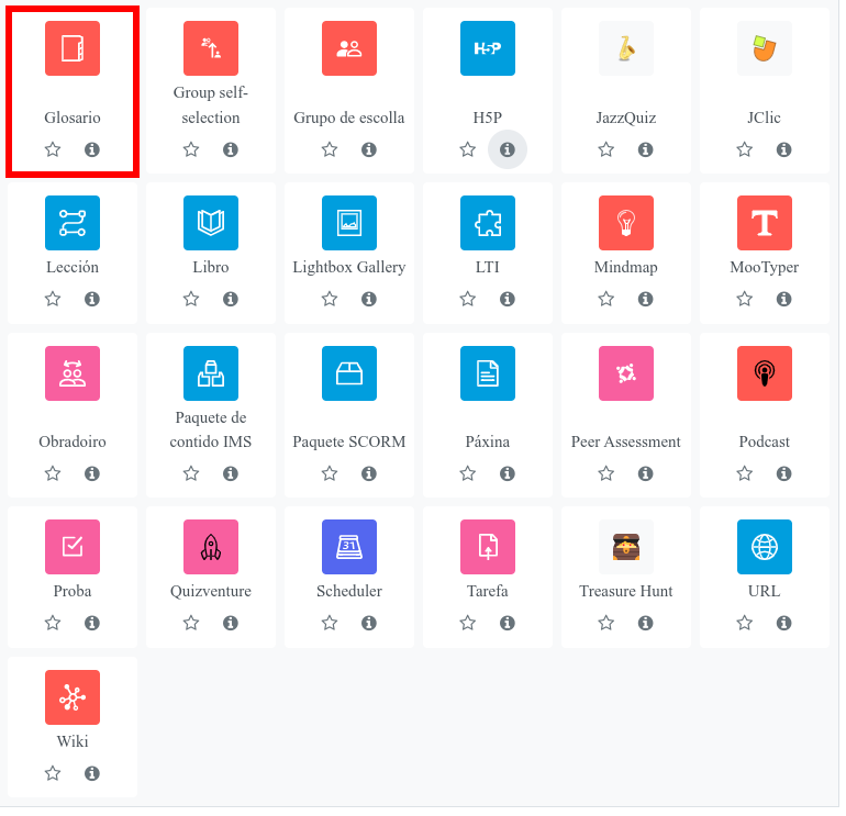 Actividade tipo glosario