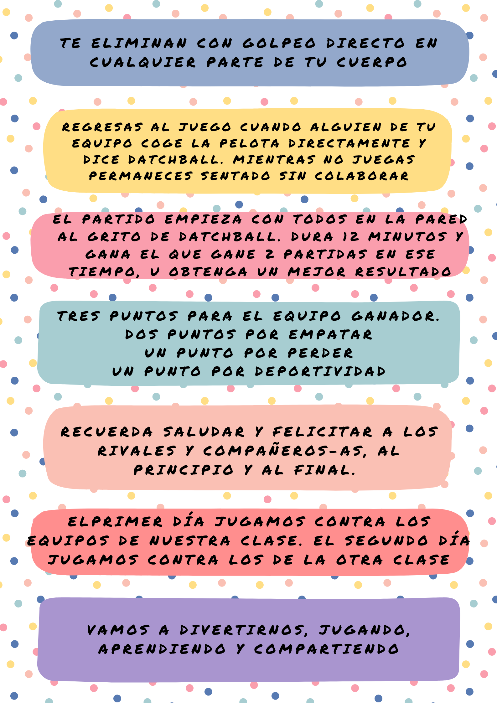 CARTEL CON LAS REGLAS BÁSICAS PARA EL TORNEO DE DACHTBALL