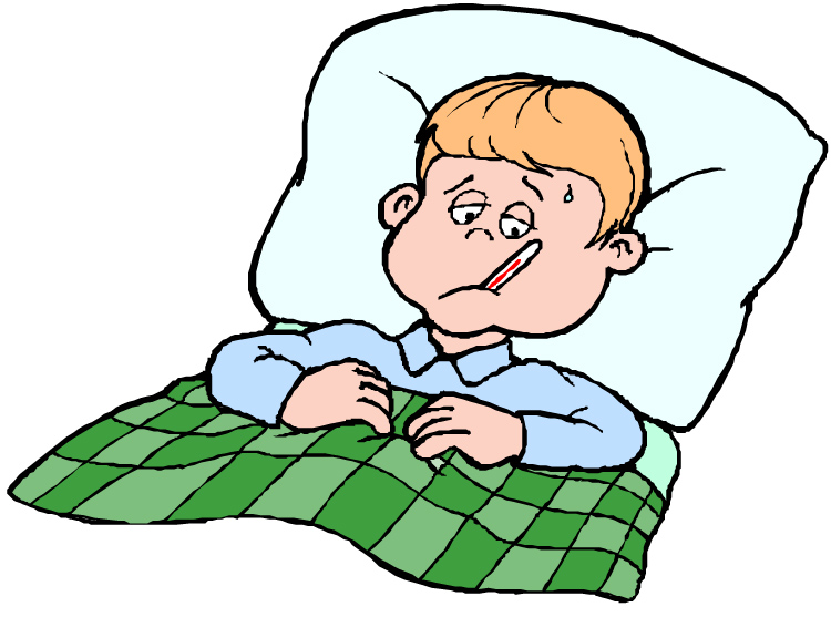 There's an ill boy in his bed.
