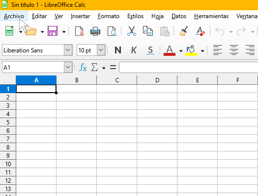 Create a spreadsheet with the menu