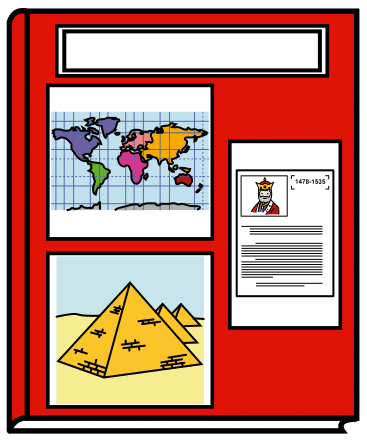 Source of information Image with different examples of information sources: texts, audios, videos...